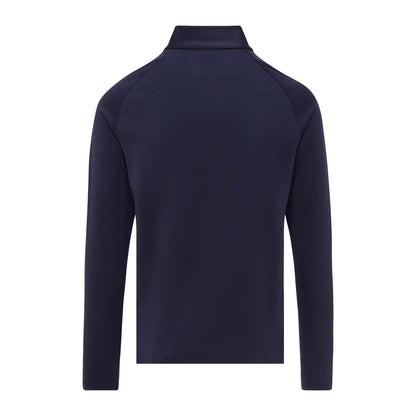 Navy blue long-sleeve shirt on a white background