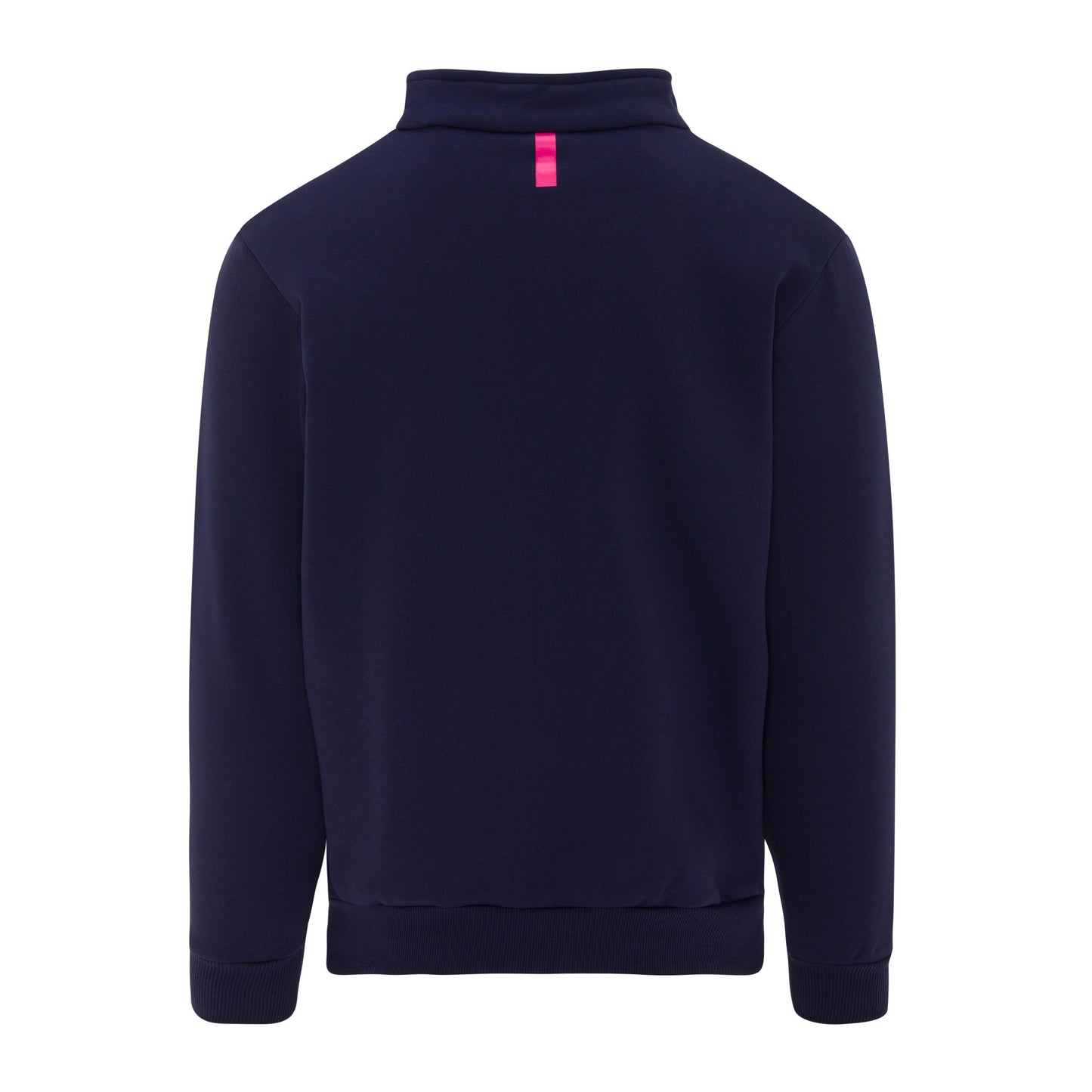 Navy blue sweatshirt with a purewear logo on the back against a white background