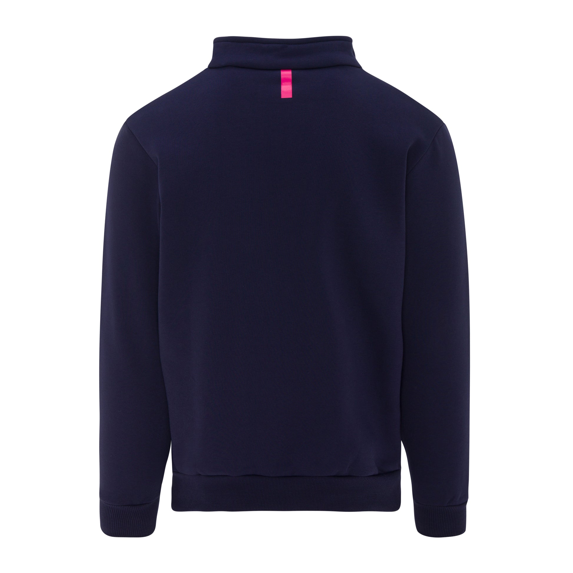 Navy blue sweatshirt with a purewear logo on the back against a white background