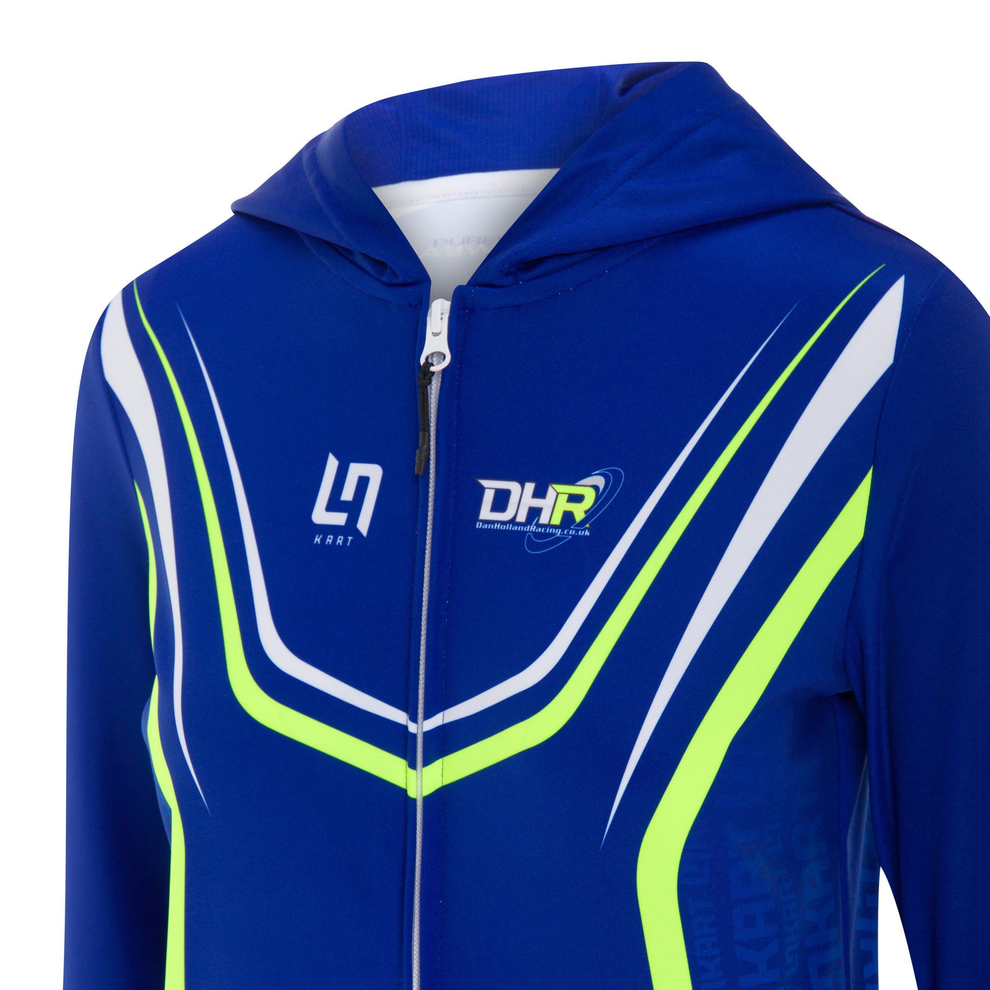 Purewear full zip fleece hood Dan Holland Racing edition with custom sublimation team branding