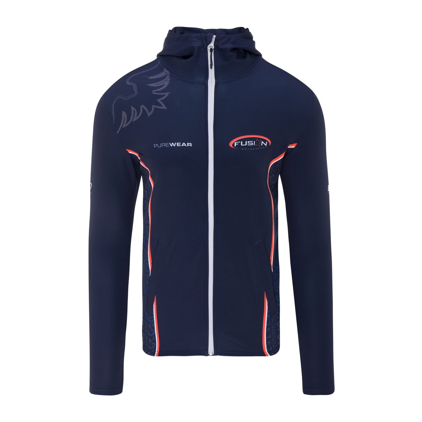 Purewear full zip fleece hoodie with sublimation team branding and insulated interior for performance wear