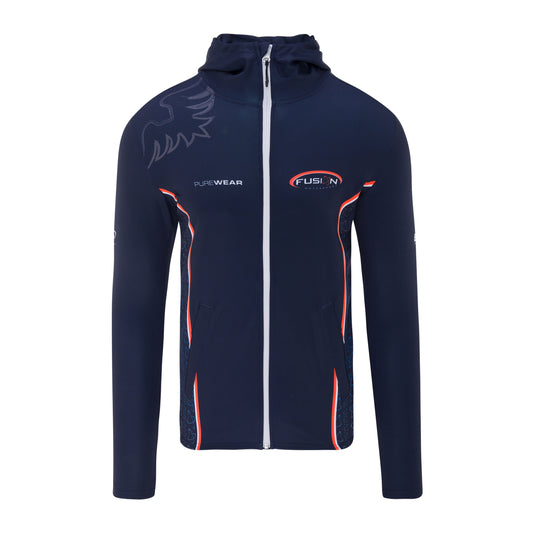 Purewear full zip fleece hoodie with sublimation team branding and insulated interior for performance wear