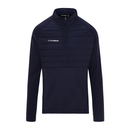 Purewear Navy pullover with a brand logo on a white background