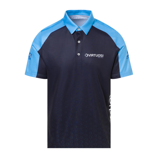 Purewear performance polo shirt Virtuosi Racing edition with custom team branding and piqué fabric