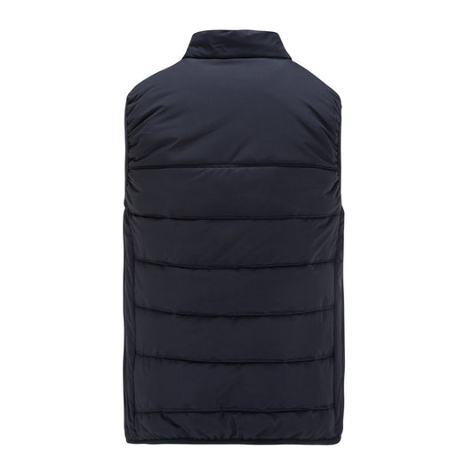 NAVY puffer vest on a white background
