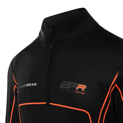 Purewear Black jacket with orange accents and branding on a white background