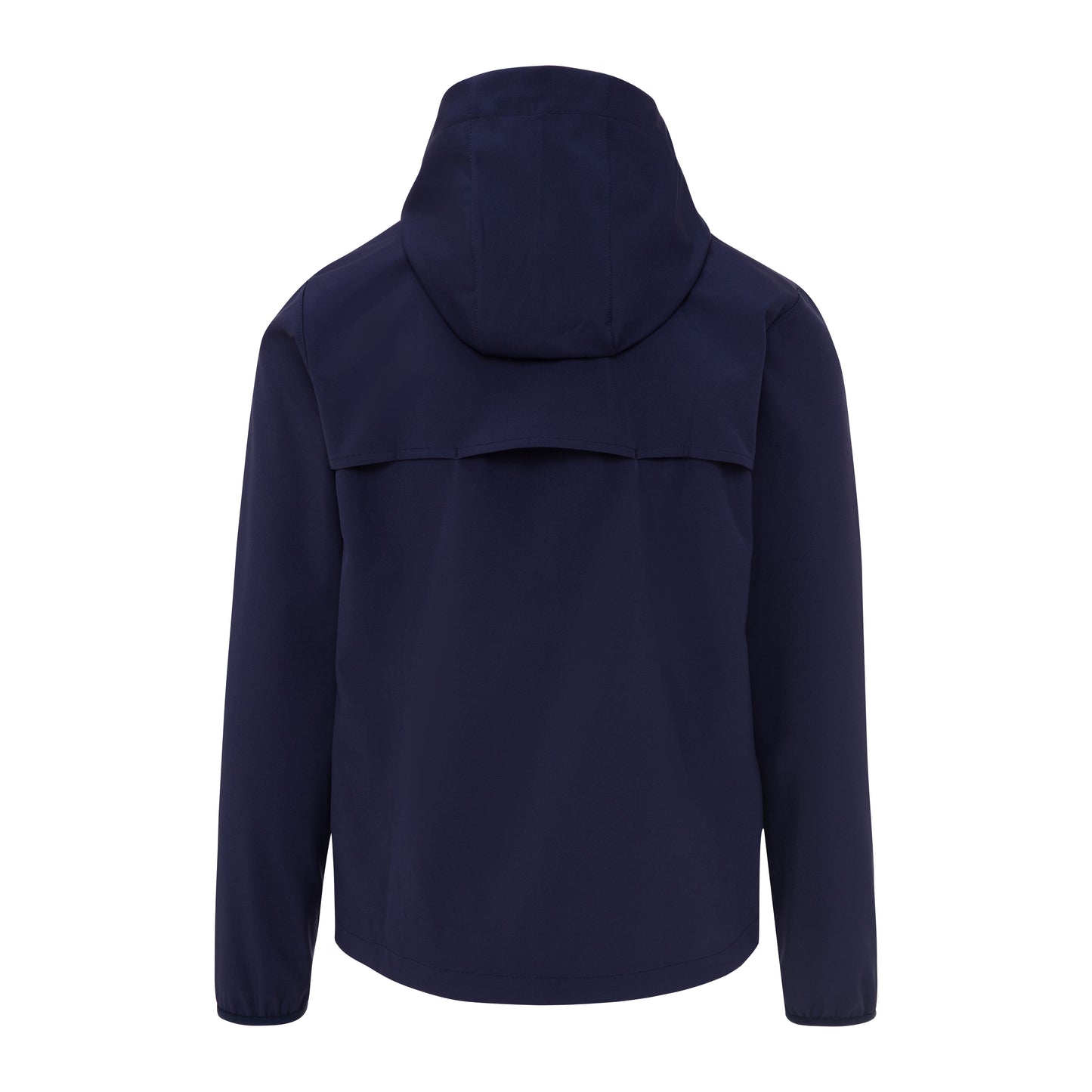 Navy blue rain jacket on a white background