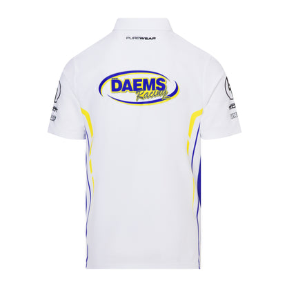 White racing shirt purewear with 'DAEMS Racing' logo on a white background 