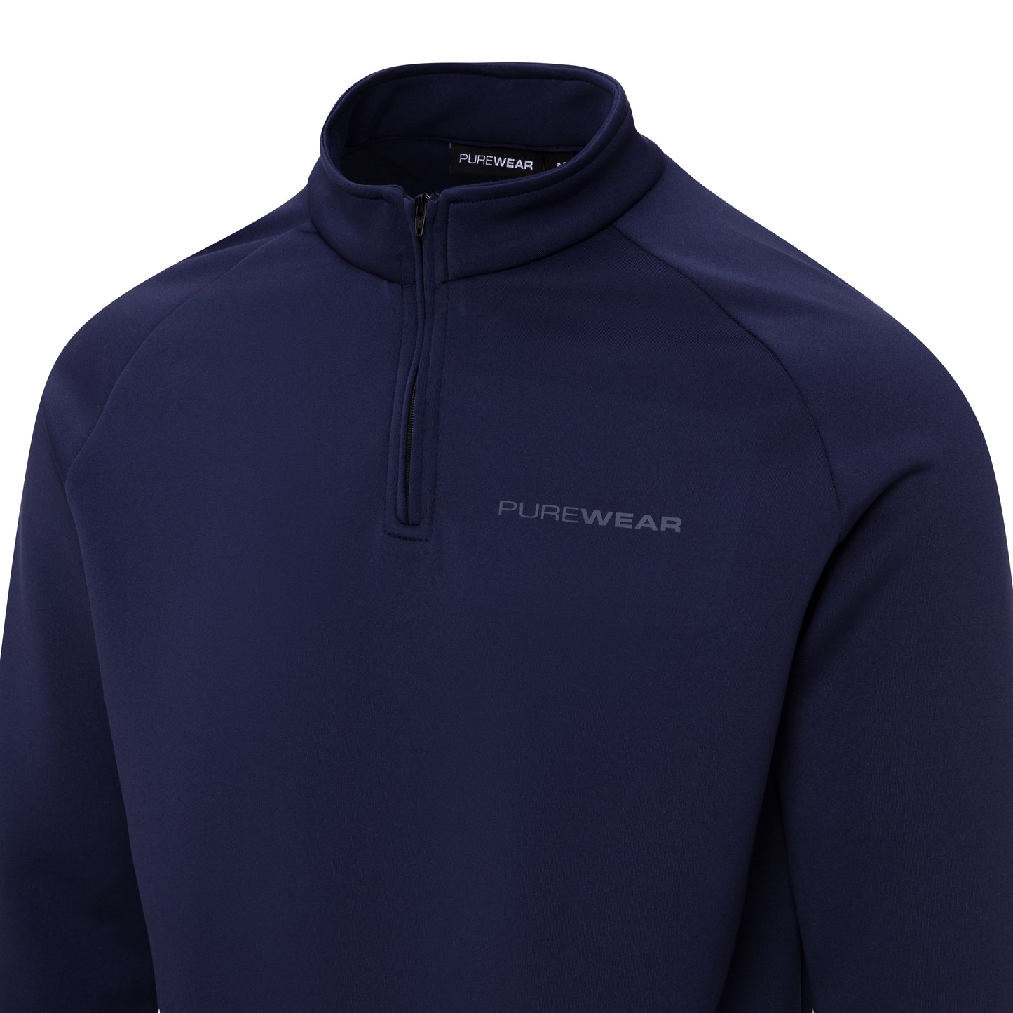Navy blue  TECH QUARTER ZIP with 'PUREWEAR' logo on a white background