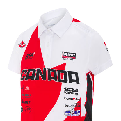 Purewear women’s pique polo shirt with custom branding and breathable performance fabric